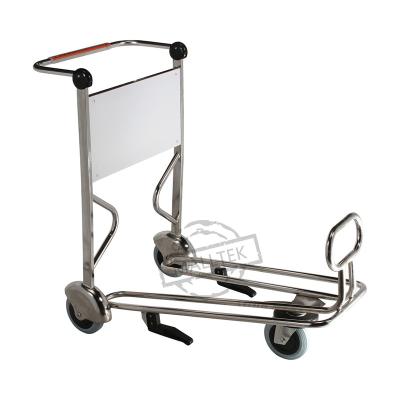 China Easy Mobile High Quality Stainless Steel 2-Tier Luggage Airport Trolley With Handle Logo for sale