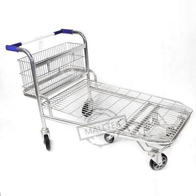 China Heavy Duty Warehouse Tool Trolley Heavy Duty Wire Mesh Cargo Pallet Trolley Carts With Metal Basket for sale