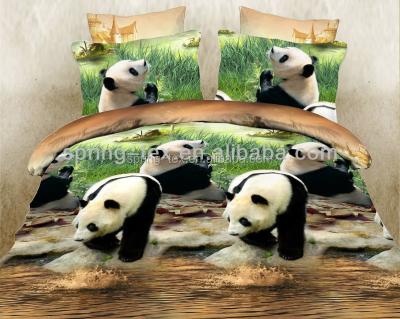 China 100% Sustainable 3D Panda Printing Polyester Fabric Bedding Set Sheet Duvet Cover Set for sale