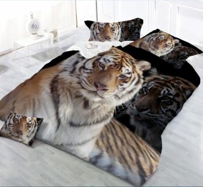 China Comforter Set 3d Pattern Bedding Classic Geometric Animal Tiger Wholesales 3D Comforter Set Tiger Design Double Brushed Microfiber Bedding Set for sale