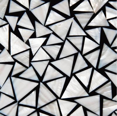 China Seashell Wall Panel Freshwater Shell Panel Triangle Pieces in 20x20mm with Black Surrounds for sale