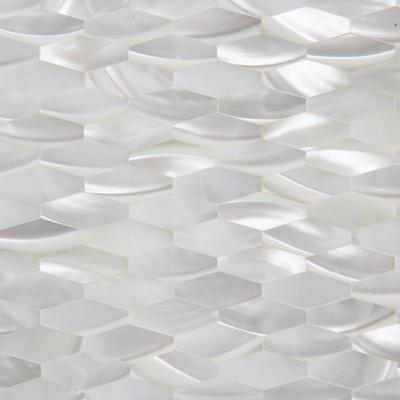 China Natural Seashell Wall Covering Trochus Shell Decorating Wall Panel Rhombus Piece 10x20mm for sale