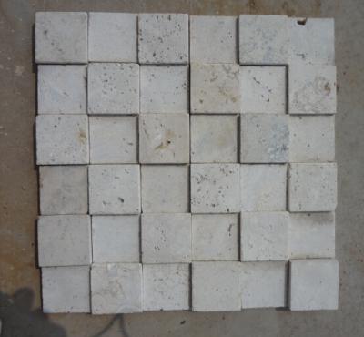 China Natural Stone Mosaic China White Travertine 3D Mosaic Machine-Cut for Wall Decoration for sale