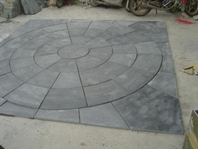 China Black Slate Medallion Designed Square Pattern Plaza Floor Slate Paving Stone for sale