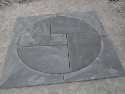 China Black Slate Medallion Square Pattern Plaza Floor Stone Decoration Slate Paving Stone for sale