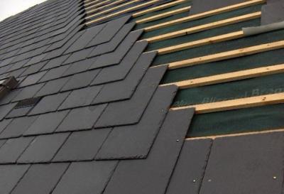 China Ink Black Slate Roof Tiles Chinese Weathering Roof Slates Lightweight Roof Tiles for sale