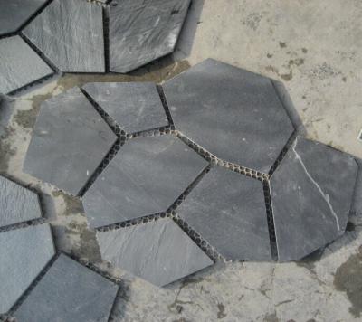 China Black Slate Flagstone Walkway Pavers Patio Stones Flooring Flagstone Wall Landscaping Stones for sale