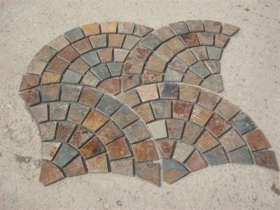 China China Rusty Slate Fan Flagstone Walkway Patio Pavers Fan Flagstone Driveway Outdoor Wall Stone for sale