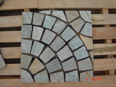 China Oyster Split Face Slate Flagstone Walkway Oyster Meshed Flagstone Fan Pattern Oyster Flagstone for sale