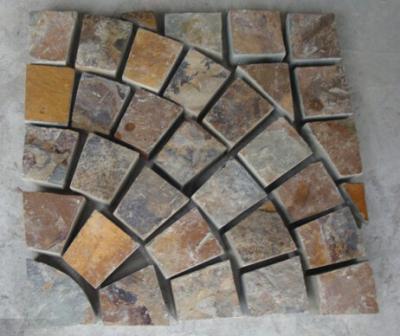 China China Rusty Slate Split Face Flagstone Pavers Slate Meshed Flagstone Multicolor Fan Pattern Wall for sale