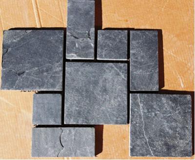 China Black Slate Meshed Flagstone Natural Slate Patio Stones Slate Paving Stone Charcoal Slate Pavers for sale