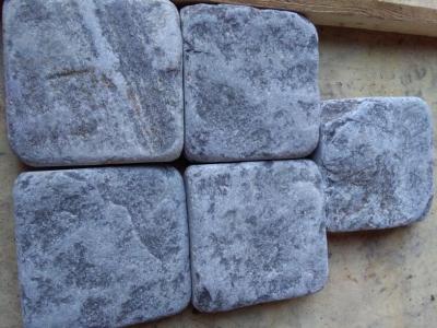 China Blue Quartzite Tumbled Paving Stone Square Plaza Walkway Patio Stones Natural Stone Pavers for sale