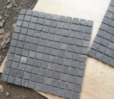 China Black Slate Mosaic Tile Natural Stone Mosaic Pattern Carbon Black Wall Mosaic Floor Mosaic Parquet for sale