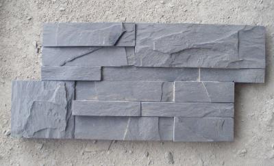 China Black Slate Thin Stone Veneer,Charcoal Slate S Cut Stone Cladding,Carbon Black Slate Culture Stone for sale