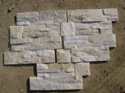 China Off-White Quartzite Thin Stone Veneer,Ivory Quartzite Culture Stone,18x35 S cut Stone Cladding for sale