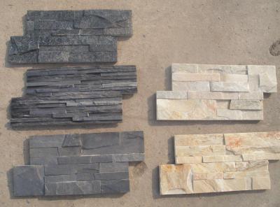 China Black Quartzite 18x35 Thin Stone Veneer,Natural Stone S cut Stone Cladding,Quartzite Culture Stone for sale