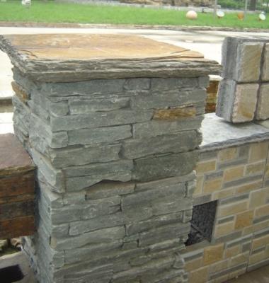 China Green Slate Column,Natural Stone Pillar,Ledgestone Pillar,Green Stone Postbox,Gate Green Pillar for sale