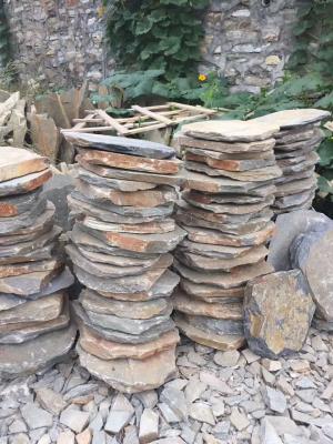 China Multicolor Slate Stepping Stones,Rusty Slate Round Garden Pavers,Natural Stone Pavement for Landscaping for sale