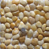 China Yellow Pebble Mosaic,Yellow Cobble Stone On Mesh,River Stone Mosaic Sheet,Meshed Pebbles Te koop