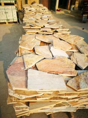 China New Yellow Slate Random Flagstones,Slate Irregular Flagstones,Slate Crazy Stones,Yellow Random Stones for sale