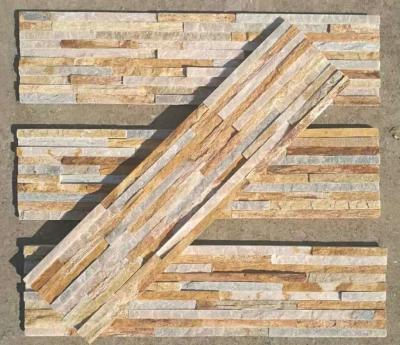 China New Oyster Split Face Slate Stone Cladding,Yellow Quartzite Mini Stacked Stone,Natural Culture Stone for sale