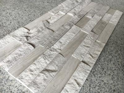 China White Wooden Marble Stacked Stone,China Serpeggiante Marble Culture Stone,Chenille White Stone Cladding,Zclad Panel for sale