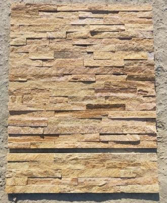 China Golden Yellow Quartzite Culture Stone,Split Face Stacked Stone,Natural Stone Cladding,Thin Stone Veneer,Wall Stone Panel for sale