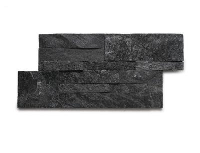 Chine Placage noir de pierre de Sclad de quartzite, placage en pierre mince noir, pierre de culture de quartzite, panneau en pierre de 18x35cm, Ledgeston naturel à vendre