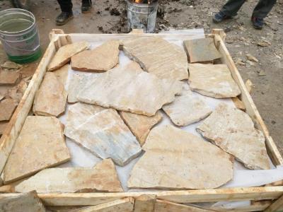 China Oyster Quartzite Random Flagstone,Yellow Crazy Stone,Irregular Random Stone, Patio Flagstone for sale