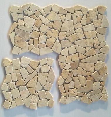 China Beige Travertine Gravel Mosaic,Stone Mosaic Tiles,Mosaic Wall Tiles,Marble Mosaic for sale