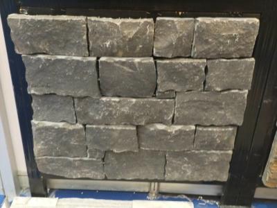 China Black Limestone Stone Veneer with Steel Wire Back,Black Stone Ledger Wall Cladding for sale