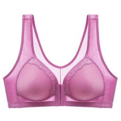 China QUICK DRY Women's Front Buckle Plus Size Underwear Vest Style Gathering Rimless Sexy Bra for sale