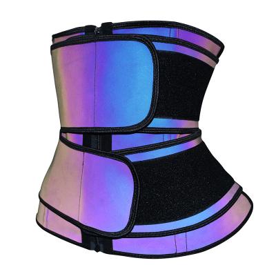 China NANBIN Antibacterial Rainbow 2 Double Belts Waist Cincher Reflective New Waist Trainer for sale