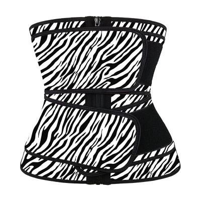 China NANBIN White Zebra Print Corset 2 Belts Shaper Waist Trainer QUICK DRY Latex Double Belt for sale