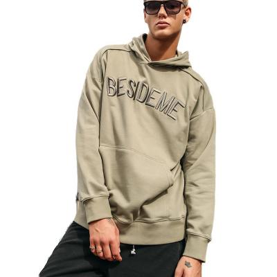 China Anti-Wrinkle Sweatshirts Custom Print Thick Heavy Heavy Oversized Terry Pullover White Vintage Emboss Embroidery Logo Cotton Hoodie For Men for sale