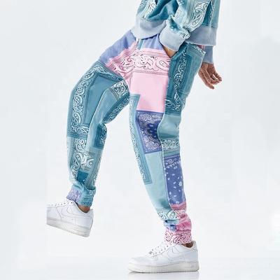 China New High Street Anti-wrinkle Retro Paisley Printing Full Print Sweatpants Pants Men for sale