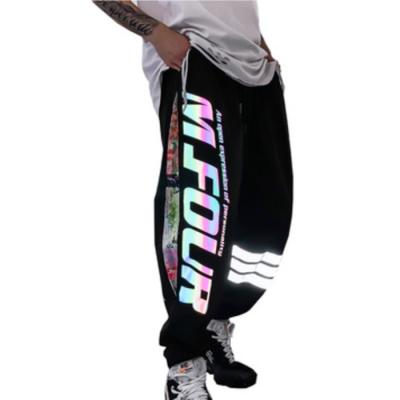 China Anti-wrinkle 2021 new design reflective letters for clothing winter fleece pants plus size running reflective pants for sale