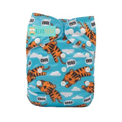 China ALVABABY Tiger Printed Washable Diapers Baby Diapers Pocket Custom Printed Diapers For Babies for sale