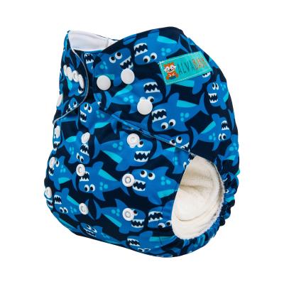 China ALVABABY Printed Eco-Friendly Shark Printed Diapers Pocket Reusable Modern Diaper Cloth Diaper for sale