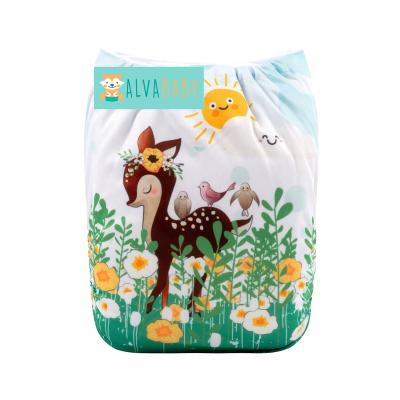 China ALVABABY Printed Cloth Diapers Infant Cloth Baby Cloth Placed Diaper With Reusable Diaper Insert for sale