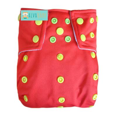 China ALVABABY Printed Double Snaps Baby Cloth Red Solid Colored Diaper Wholesale Baby Diaper for sale