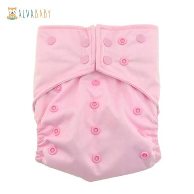 China ALVABABY Size One Size Pink Solid Diapers Printed Cloth Diapers Paales Cloth Alva Baby Reusable Washable Diaper for sale