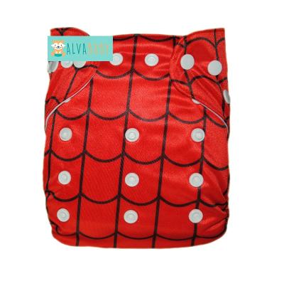 China Alva Spiderman Bamboo Diapers printed with bamboo inserts, baby cloth bamboo diaper for sale