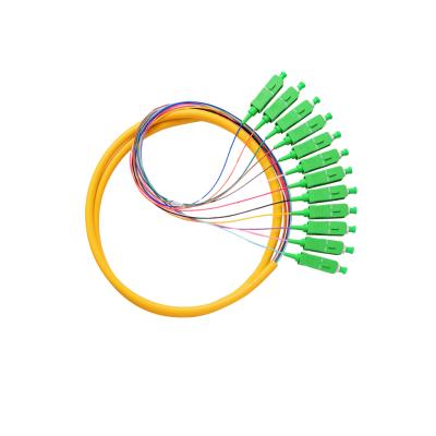 China FTTH SC/APC/1.5m/0.9/SM 12cores fiber optic pigtail for sale