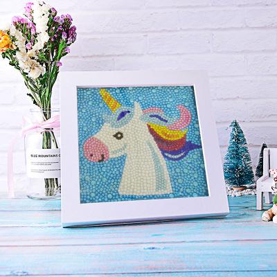 China Cartoon Unicorn DIY Diamond Painting Set For Kids, With Frame for sale