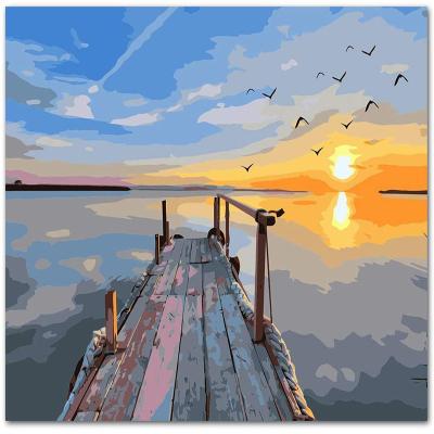 China Wholesale Pure Canvas Landscape DIY Oil Painting Decoration Oil Painting Pastoral Frameless Digital Coloring Hand Painting for sale