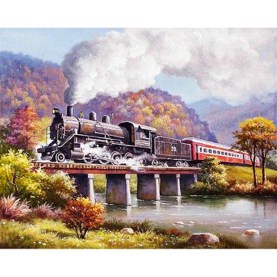 China Wholesale Pastoral Digital DIY Oil Painting Landscape Painting Color Manual Painting for sale