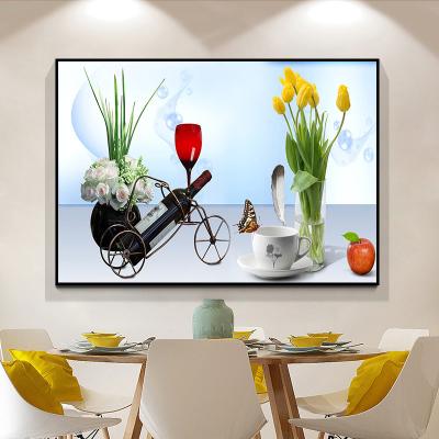 China Modern Decorative Wine Cup Waterproof+ECO-Friendly+High Definition Restaurant Painting Creative Hanging Porcelain Crystal Painting for sale