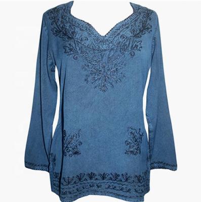 China Breathable Embroidered Lace Up Diamond Collar Bohemian Medieval Tunicshirt Top Women's Casual Long Sleeves for sale