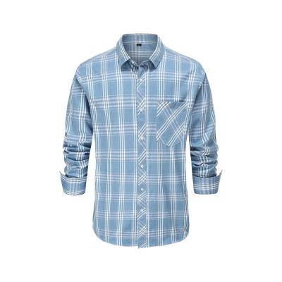 China Custom Made Hot Selling Long Sleeve Cotton Clothes Anti-Shrink For Men's Casual Formal Simple Plaid Shirt for sale